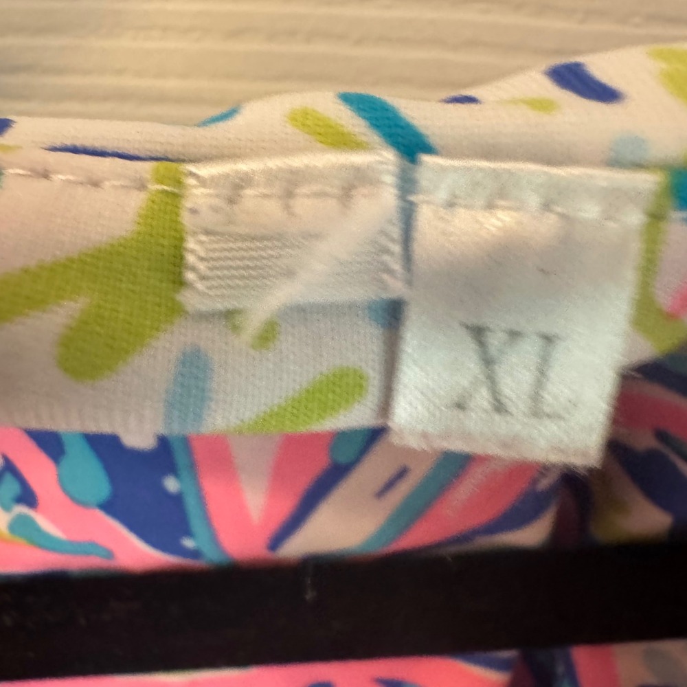 Lilly Pulitzer Shift Dress Women's Sz XL Blue Pink Tropical Ruffle Hem 0101292 - Picture 3 of 7